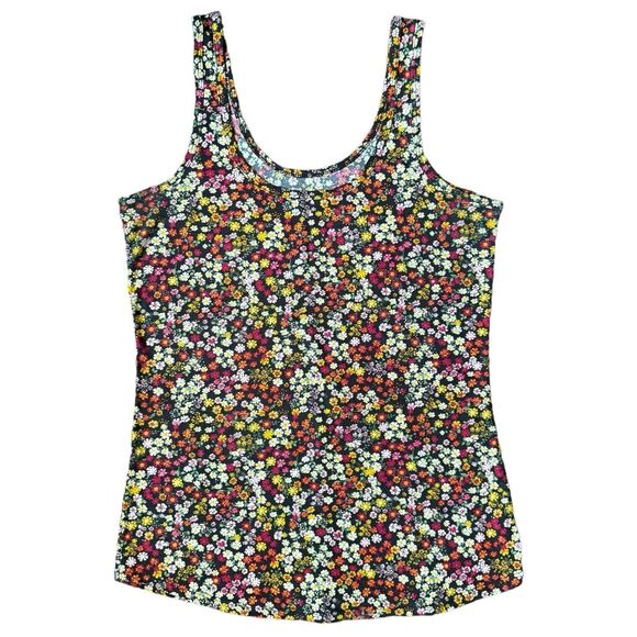 No Boundaries Tank Top Womens M Floral 7/9 Sleeveless Blouse Stretch Flowy Flex - Picture 10 of 10